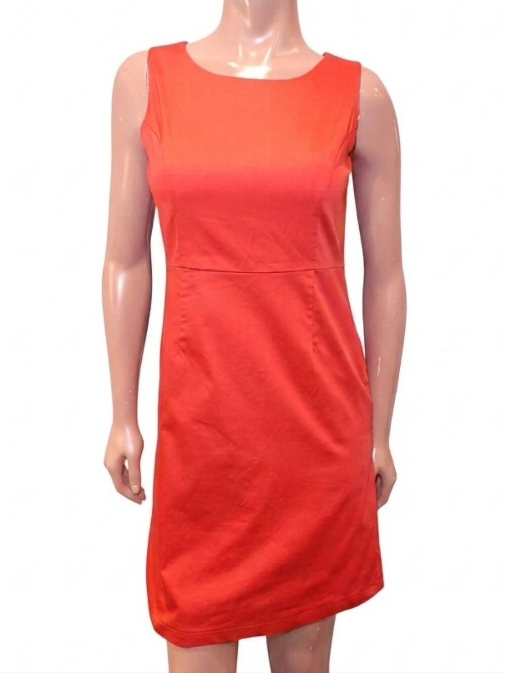 Alfred Sung Sleeveless Sheath Dress Boat Neck Vback Pockets Orange Size 4 Cotton